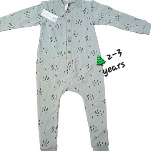 New Gender Neutral Q by Quincy Mae 2-3 Year Fleece Sage Jumpsuit